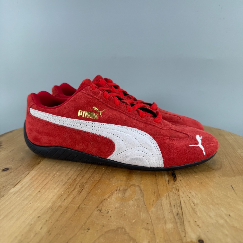 Puma Speedcat OG Mens Size 8.5 Red White Suede Sneakers Driving Shoes NEW